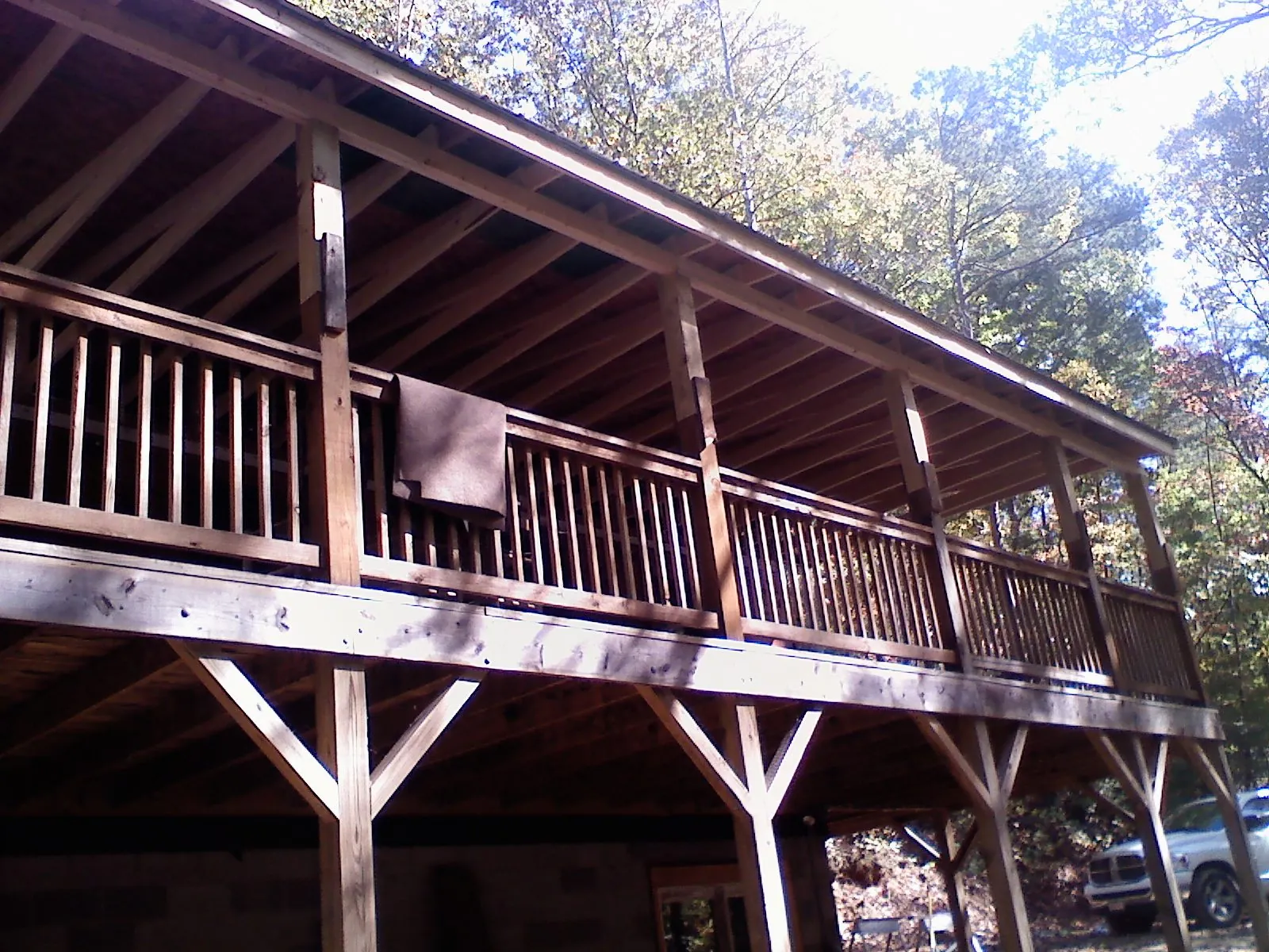 Timber framing under a new elevated porch and deck — Roof Leak Repair in Fontana by Roofing Brothers
